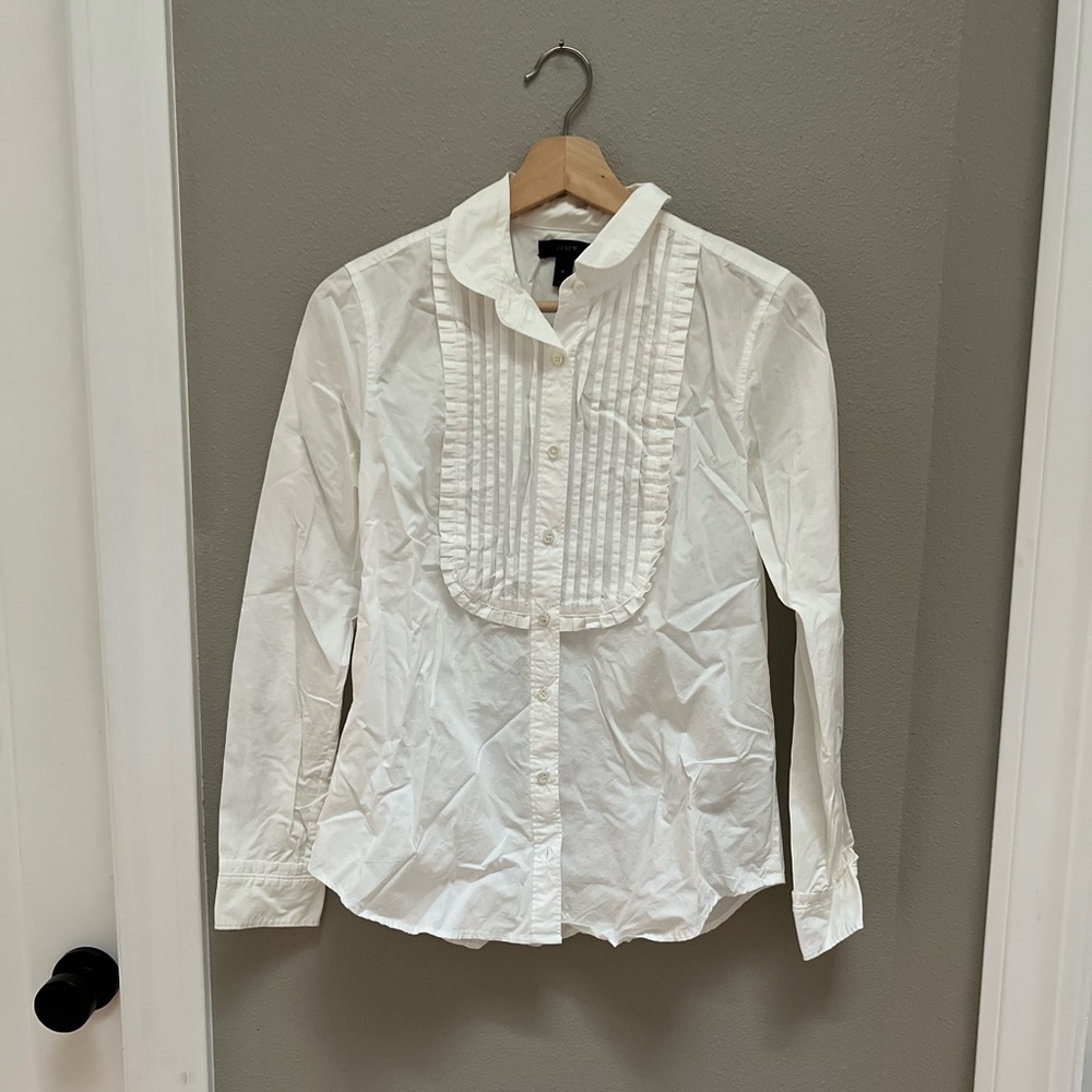 Jcrew Pleated Blouse, white sz 4